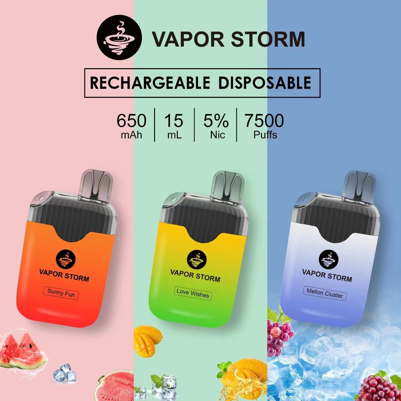 【VAPOR STORM 風暴】風暴一次性拋棄式電子菸 /7500口/ 5%含量尼古丁 /🍬台灣現貨 - 图片 2