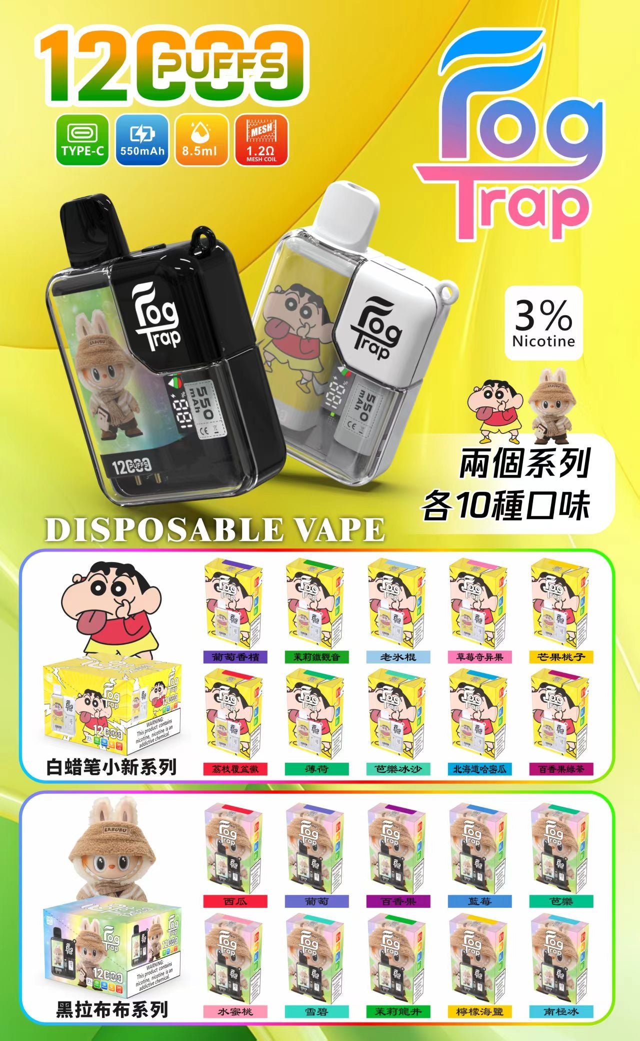 Fog Trap 拉布布系列 12000口拋棄式電子煙