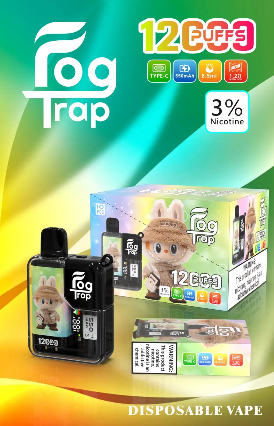 Fog Trap 拉布布系列 12000口拋棄式電子煙 - 图片 3